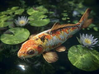 Observe Japanese Koi Gliding Underwater in a Stunning Ultra Realistic Shot Filled with Grace Serenity