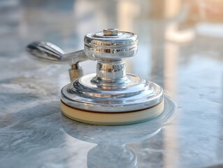 Obraz premium Observe a Rotating Wheel Buffing Clear Glass Surface for Shine in Precise Close Up Shot