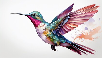 Obraz premium beautiful flying hummingbird on white background