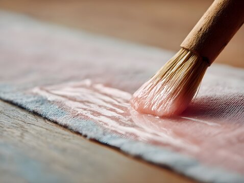 Close-up of a cloth wiping pastel-pink wax reveals smooth texture and refined cleaning process technique