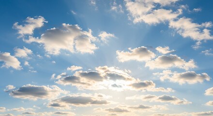 Fototapeta premium Blue Sky with Clouds and Sunlight