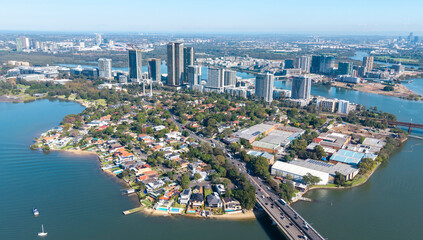 The Sydney suburb of Rhodes on the banks of the Parramatta river, New South Wales, Australia.