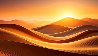 Sunset over rolling desert dunes.