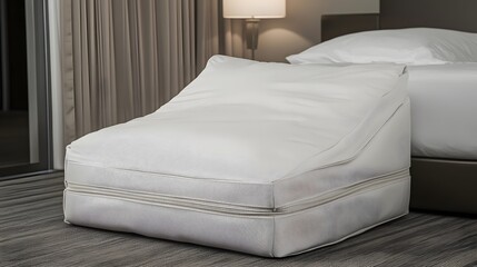 Modern White Zippered Wedge Pillow Chair in Bedroom