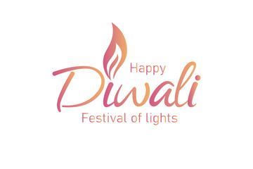 Happy Diwali text. Festival of lights. Greeting card or holiday banner. Vector illustration