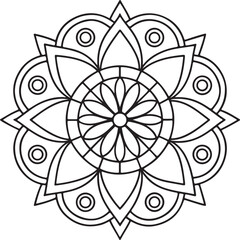 Intricate Flower Mandala – Printable Outline for Coloring