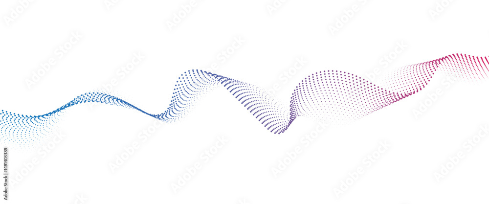 Fototapete flowing dot wave halftone gradient pattern on transparent background