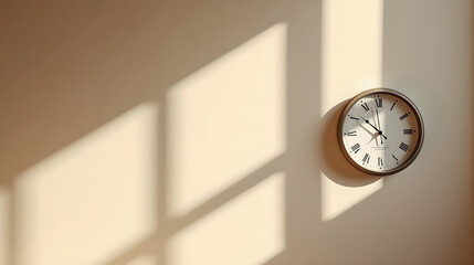 Wall clock in shadowed corner with minimal sunlight
