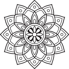 Intricate Flower Mandala – Printable Outline for Coloring