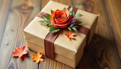 Obraz premium Red Flower Petals In Rustic Autumnal Gift