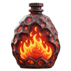 Flame-themed potion bottle with molten rock texture
