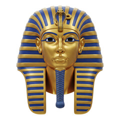 Pharaoh mask of Tutankhamun in gold and blue