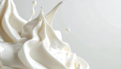 Whipped cream splash kitchen counter food photography bright environment close-up culinary art