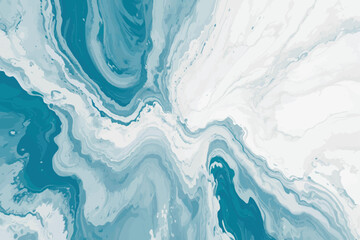 Obraz premium modern ocean wave abstract painting with swirling blues and whites, creating a dynamic and fluid composition. Modern artwork texture backgrounds and designs.