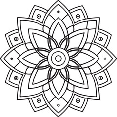 Intricate Flower Mandala – Printable Outline for Coloring