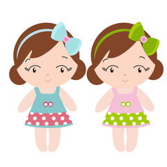 two girls with a bow on their head without background