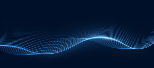 Technology digital flow background with blue curve lines for corporate business concept