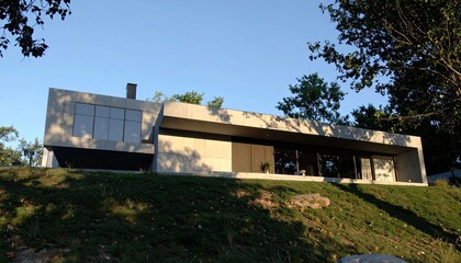 Obraz premium Modern Concrete Home Hillside Serenity.