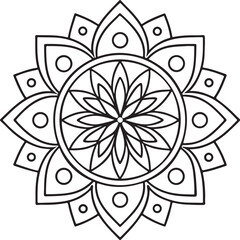Intricate Flower Mandala – Printable Outline for Coloring
