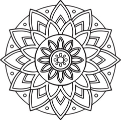 Intricate Flower Mandala – Printable Outline for Coloring