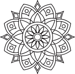 Intricate Flower Mandala – Printable Outline for Coloring