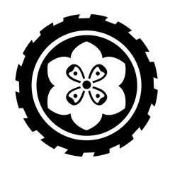 Flower themed car tire with transparent background 