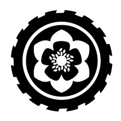 Flower themed car tire with transparent background 