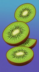 Fototapeta premium Floating Kiwi Slices: Vibrant Green Delight