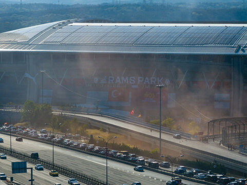 Galatasaray Football Team Championship Celebrations, Ali Sami Yen Spor Complex Stadium Rams Park Arena Drone Photo, Seyrantepe Kagithane, Istanbul, Turkiye (Turkey)