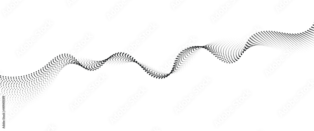 Fototapete flowing dot wave halftone gradient pattern on transparent background