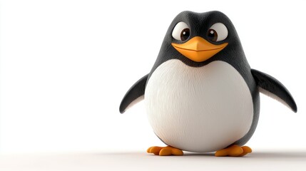 Cartoon penguin character, expressive and playful