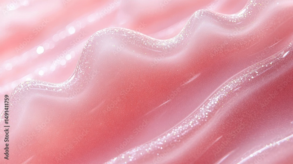 Leinwandbilder close-up of delicate wavy pink surface with sparkling glitter texture creating soft, smooth, and shi