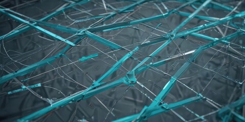 Obraz premium Abstract teal engineering blueprint, intersecting lines, clean style, blueprint, pattern