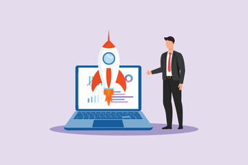 Business Star up Concept. Colored flat vector illustration isolated