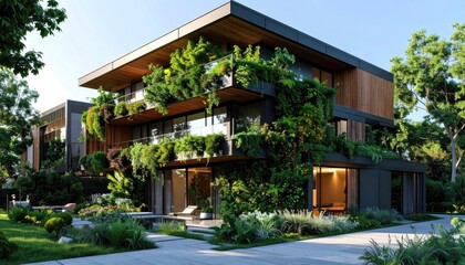 Modern Green Oasis Lush Living in Architectural Harmony.