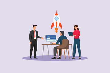 Fototapeta premium Business Star up Concept. Colored flat vector illustration isolated