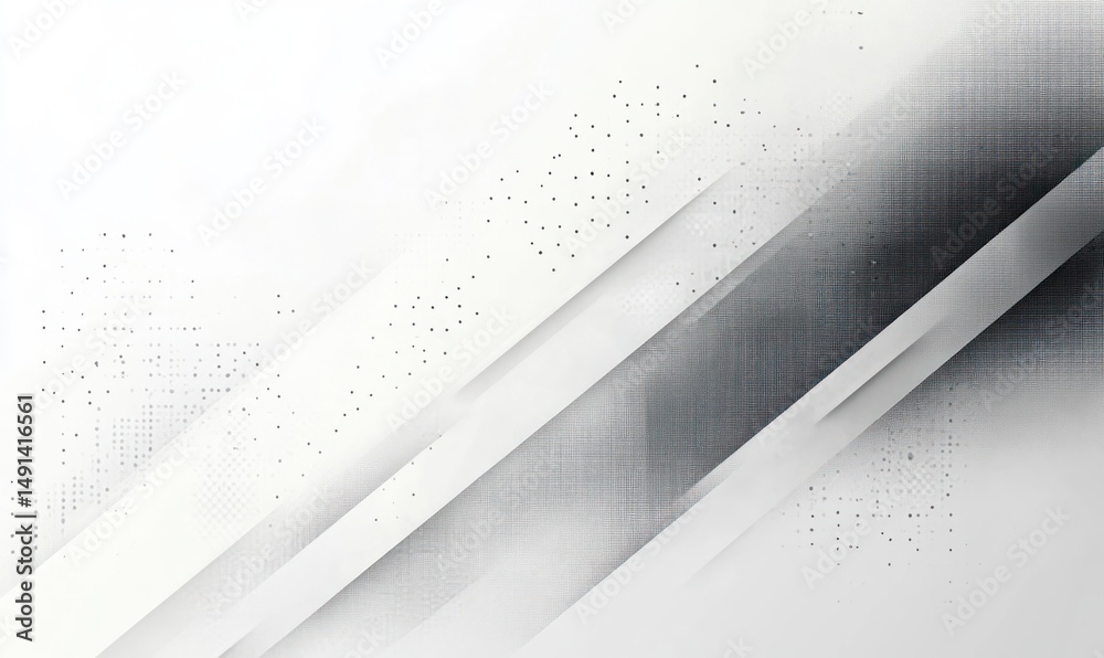 Poster Abstract composition with diagonal gray and white geometric shapes and dotted patterns creating a modern textured design