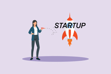Business Star up Concept. Colored flat vector illustration isolated