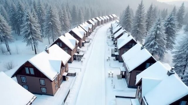 Classic village houses and the streets covered