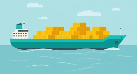 Obraz premium Cargo Ship Transporting Brightly Colored Containers Across Calm Waters