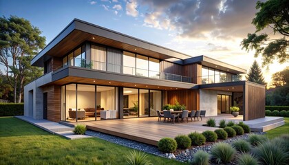 Fototapeta premium Modern Dream Home Luxury Living in Serene Setting.