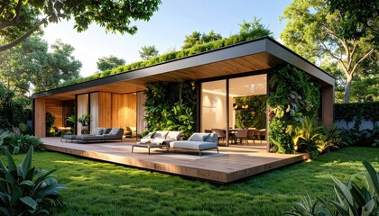 Modern Green Roof Home Lush Living in Natures Embrace.