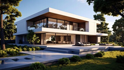 Fototapeta premium Modern Home Oasis Luxury Living in Natures Embrace. (4)