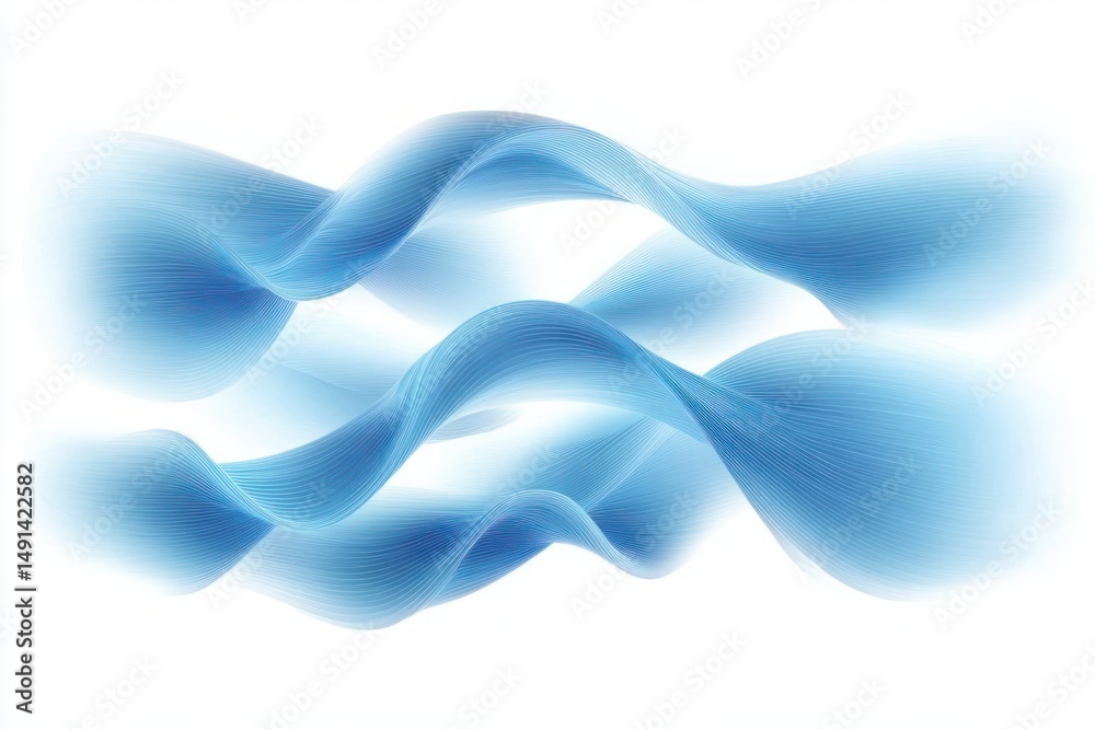 Aufkleber abstract flowing blue waves with fine lines creating a dynamic and smooth motion effect on a white background