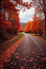 Obraz premium A long narrow road surrounded by lush green grass.