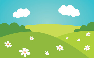 Obraz premium Hills Background Simple With Clearly Day And Flowers