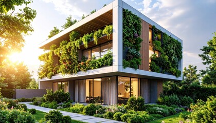 Modern Sustainable Home Design Eco-Friendly Architecture with Lush Greenery