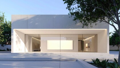 Modern Minimalist House Design Sleek Concrete Exterior with Expansive Glass Windows