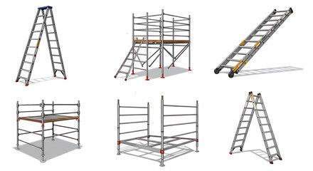 Aluminum scaffolding and ladders illustration