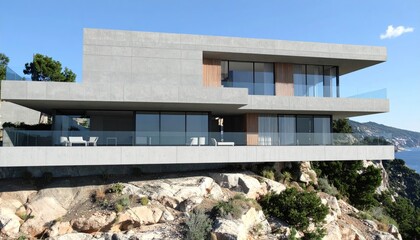Modern Cliffside Villa Architecture Stunning Concrete Design